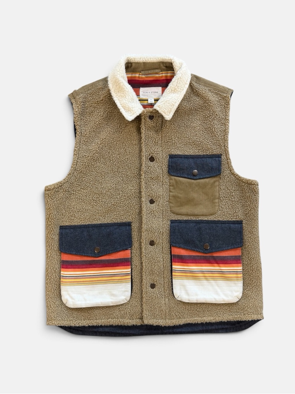 Sun + Stone Sherpa Utility Vest XL Western Workwear Ranch Style